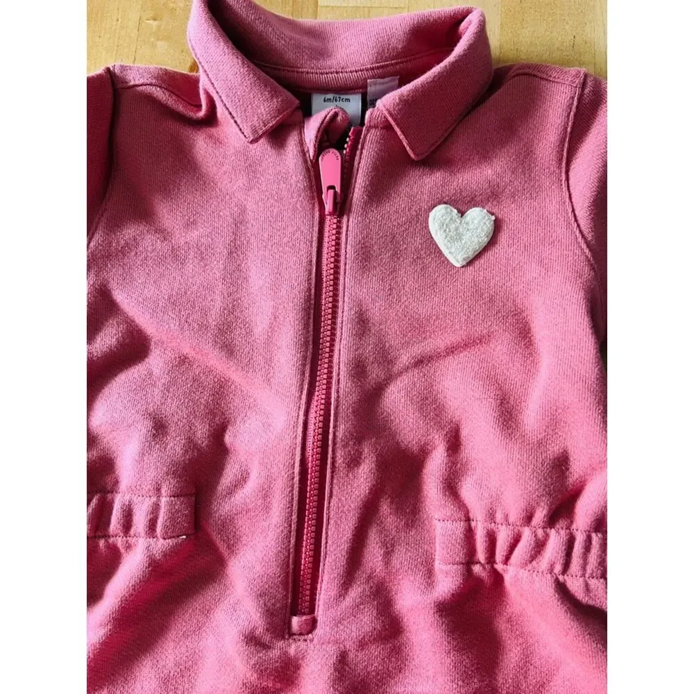 Petit Bateau girls organic cotton pink onesie Size 12 Months NWT